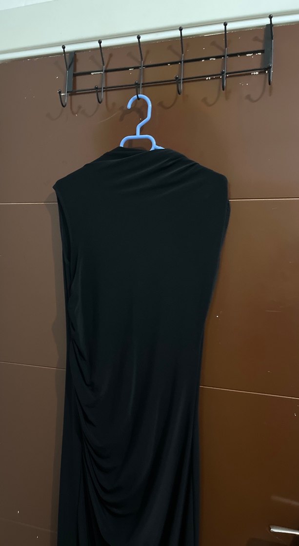 Siyah Drapeli Uzun Kollu Elbise - Görsel 3