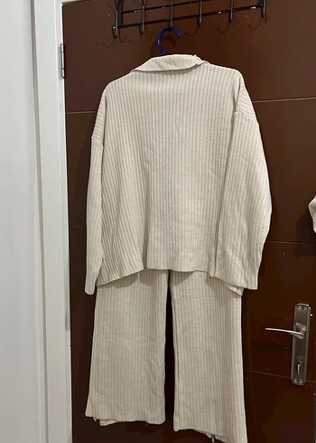 Kadın Beyaz Uzun Kollu Triko Keten Kazak - Görsel 5