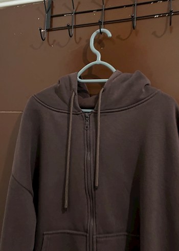 Kadın Kahverengi Fermuarlı Sweatshirt - Görsel 3