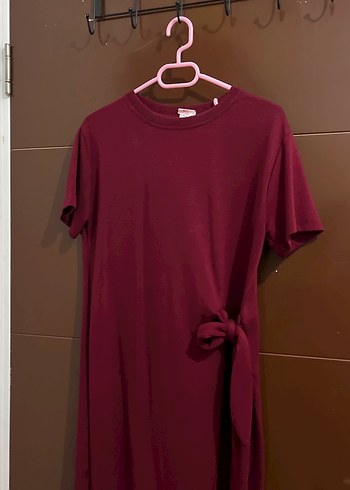 Bordo Dökümlü Kadın Uzun Elbise - Görsel 3