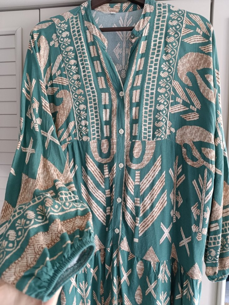 Turkuaz Uzun Bohem Elbise - Görsel 2