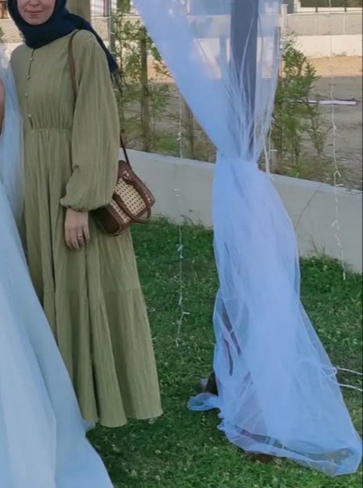 Düğmeli Bej Uzun Kollu Keten Kadın Tunik - Görsel 3