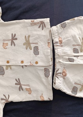 Bebek Erkek Pastel Desenli Düğmeli Takım - Görsel 2