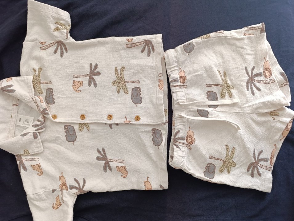 Bebek Erkek Pastel Desenli Düğmeli Takım - Görsel 2