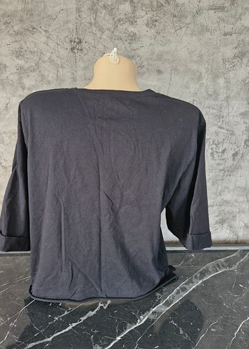 Siyah Mini AMSTERDAM Baskılı Kadın Tişört - Görsel 3