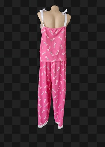 Pembe Dantel Detaylı Kadın Uzun Pijama Takımı - Görsel 4