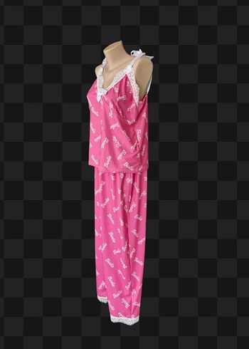 Pembe Dantel Detaylı Kadın Uzun Pijama Takımı - Görsel 2