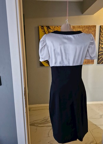 Kadın Lacivert Beyaz Kalem Elbise - Görsel 3