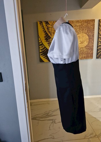 Kadın Lacivert Beyaz Kalem Elbise - Görsel 4