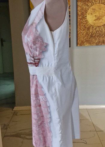 Dantel Detaylı Pembe Midi Elbise - Görsel 4