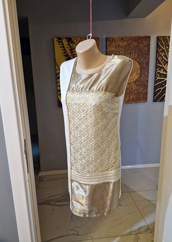 Beyaz Altın İşlemeli Mini Elbise - Görsel 2