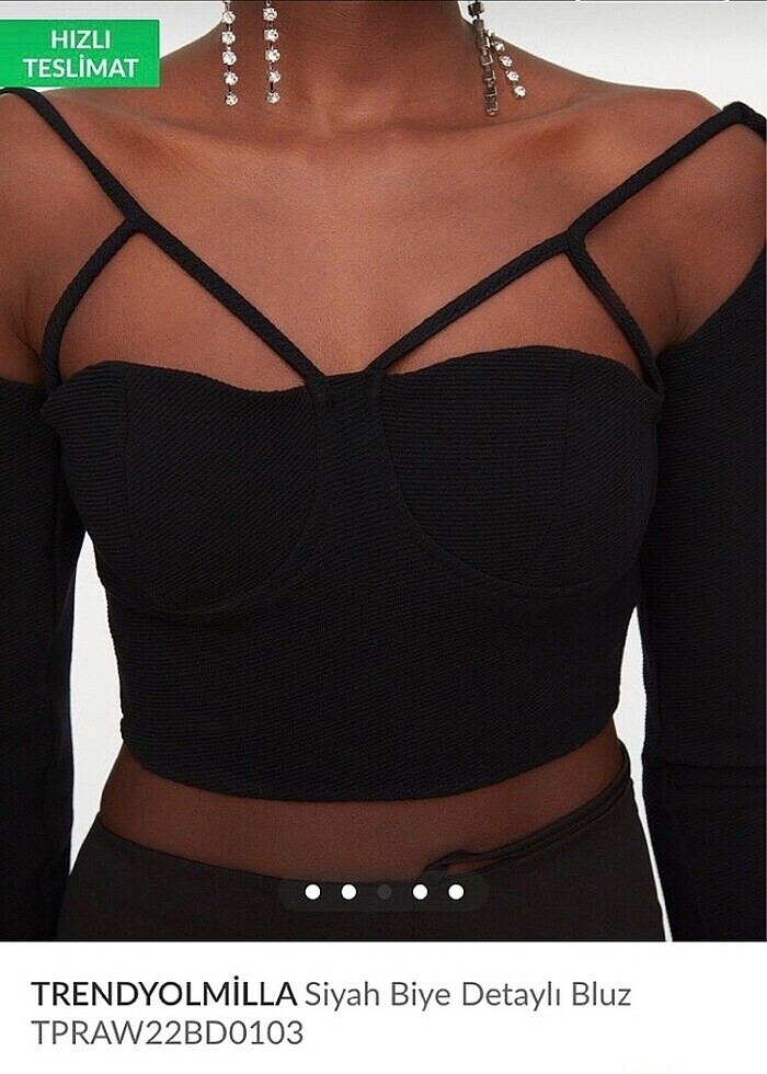 siyah şık üst - Görsel 2