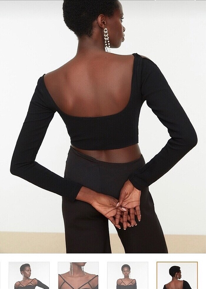 siyah şık üst - Görsel 3