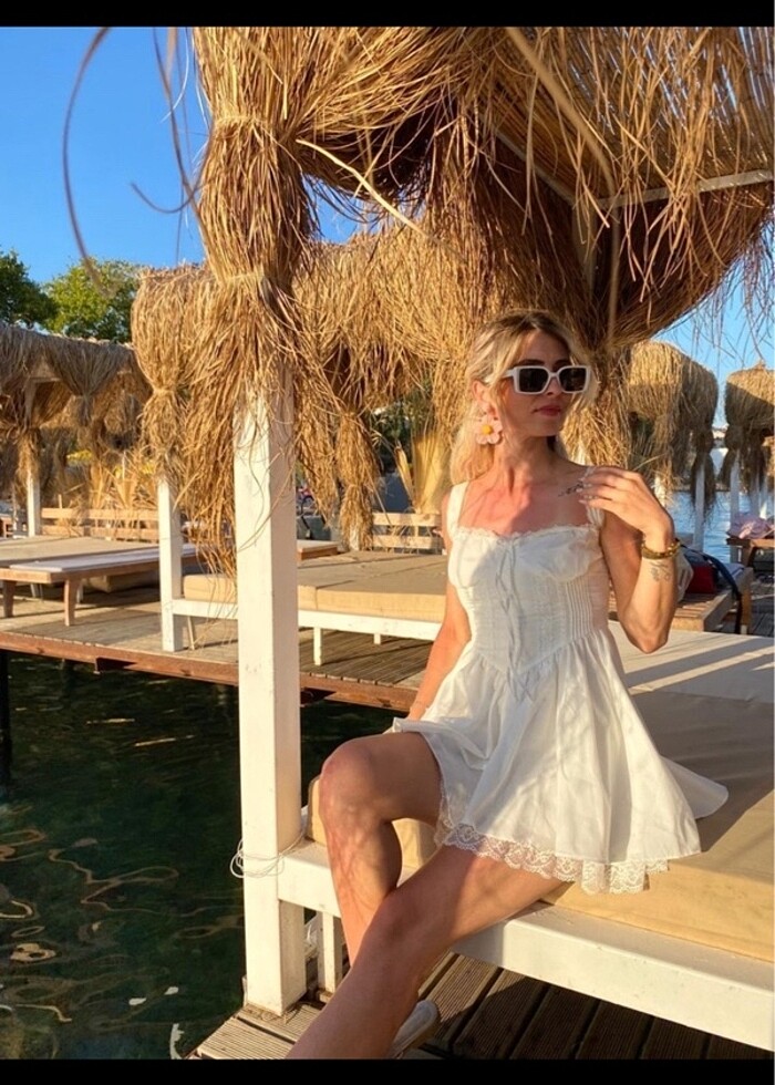 beyaz günlük elbise - Görsel 3