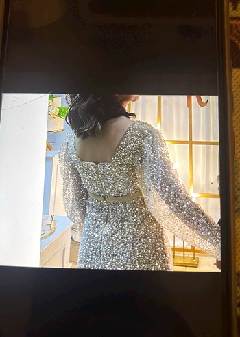 Boncuk İşlemeli Vintage Midi Elbise - Görsel 4