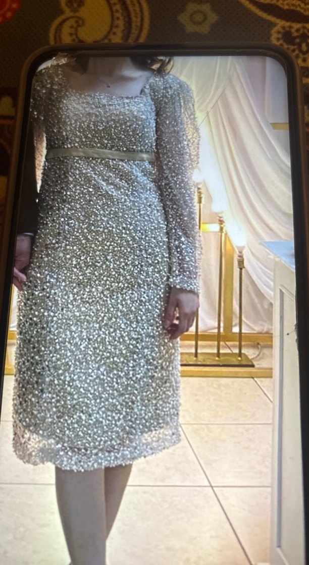 Boncuk İşlemeli Vintage Midi Elbise - Görsel 3