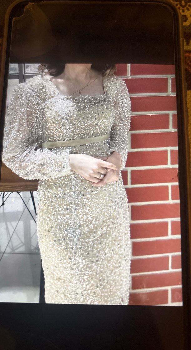 Boncuk İşlemeli Vintage Midi Elbise - Görsel 2