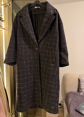 Kareli Desenli Tek Düğmeli Kaban - Görsel 11