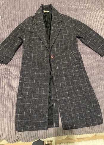 Kareli Desenli Tek Düğmeli Kaban - Görsel 7