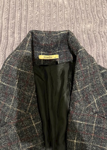 Kareli Desenli Tek Düğmeli Kaban - Görsel 6