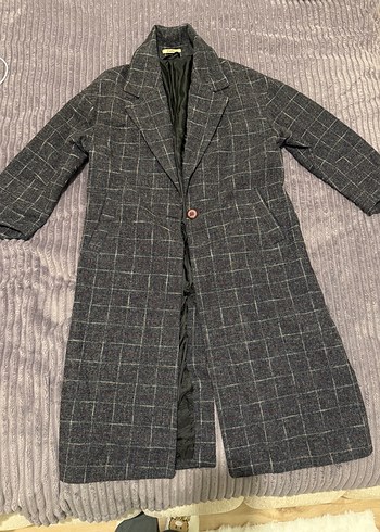 Kareli Desenli Tek Düğmeli Kaban - Görsel 5