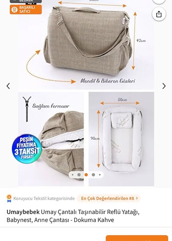 Umaybebek Taşınabilir Reflü Yatağı ve Babynest - Görsel 3