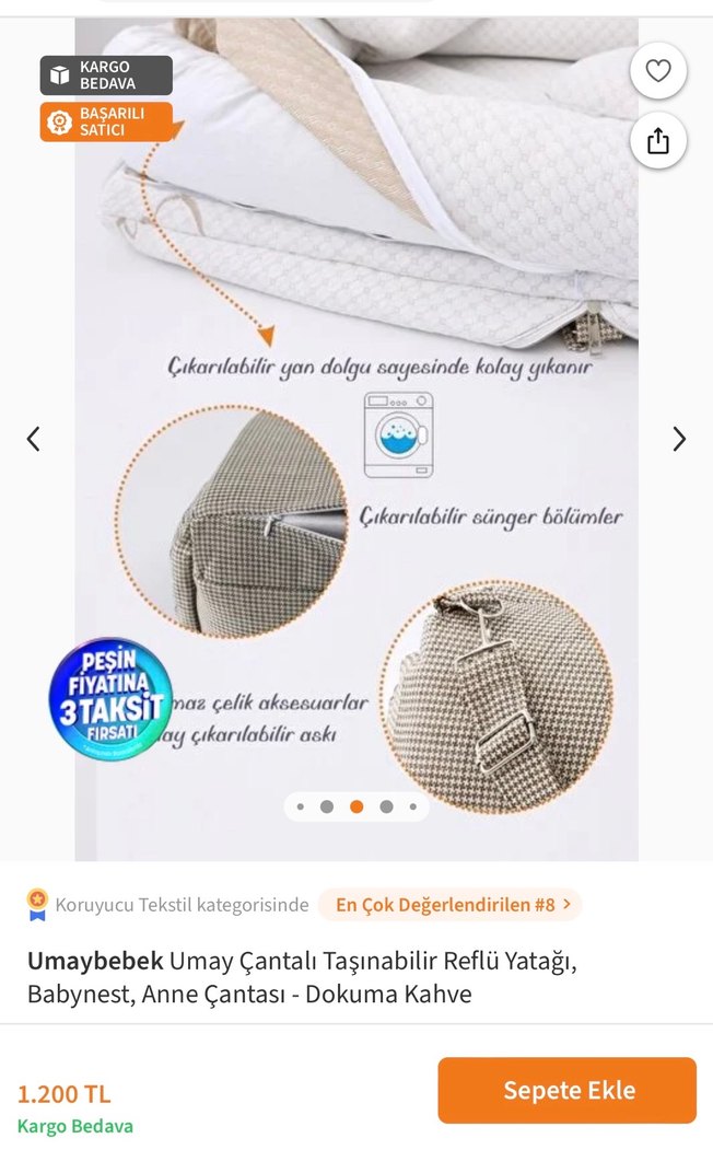 Umaybebek Taşınabilir Reflü Yatağı ve Babynest - Görsel 4