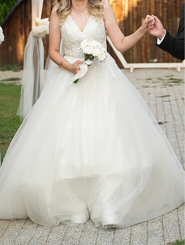 36 Beden beyaz Renk Helen Model Gelinlik