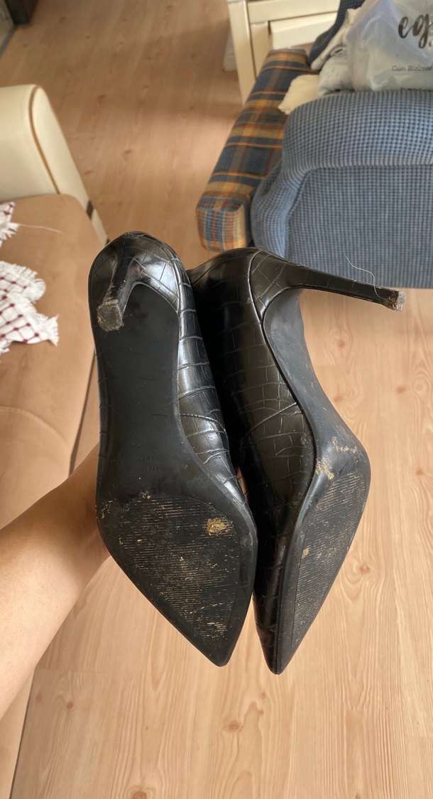 Krokodil Desenli Siyah Stiletto Bot - Görsel 4