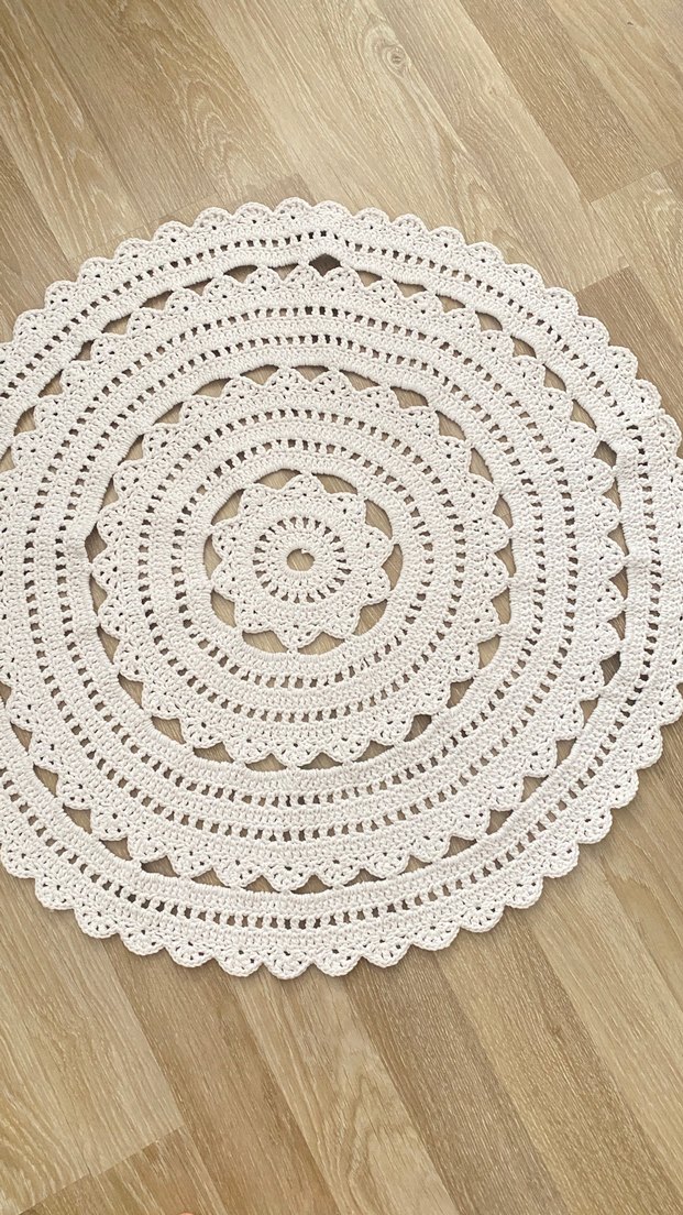 Bohem Tarzda Yuvarlak Örgü Dekoratif Halı - Görsel 2