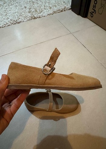 Kız Çocuk Bej Süet Tokalı Babet - Görsel 5