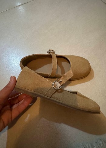 Kız Çocuk Bej Süet Tokalı Babet - Görsel 3