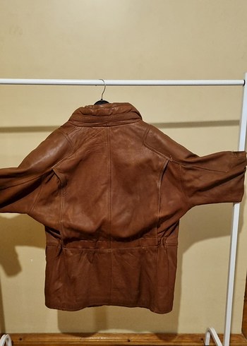 Vintage Düğmeli Kahverengi Deri Erkek Ceket - Görsel 3