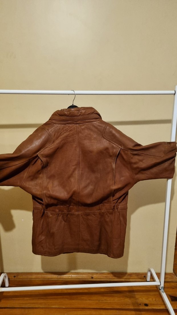 Vintage Düğmeli Kahverengi Deri Erkek Ceket - Görsel 3