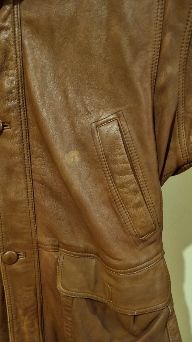 Vintage Düğmeli Kahverengi Deri Erkek Ceket - Görsel 2