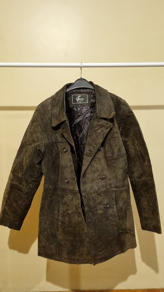 Vintage Düğmeli Kahverengi Süet Ceket - Görsel 4