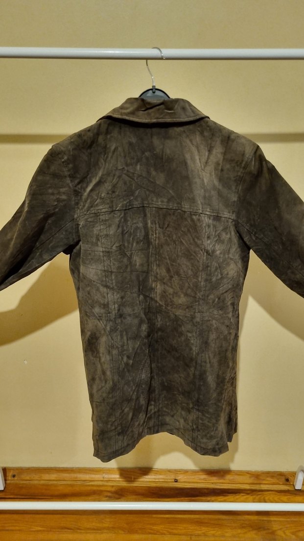 Vintage Düğmeli Kahverengi Süet Ceket - Görsel 3