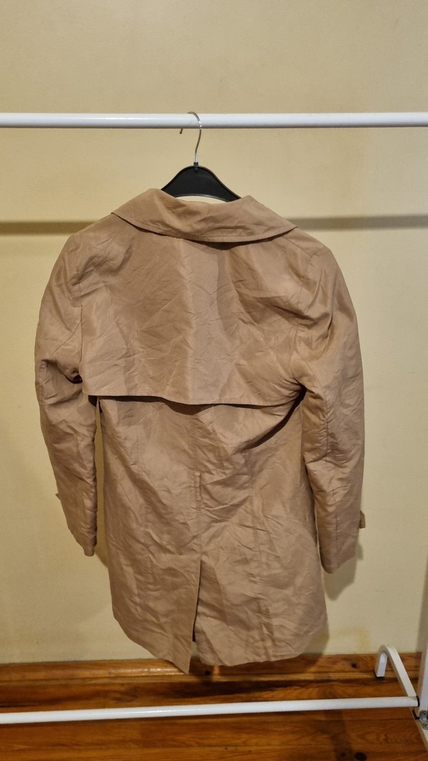 Düğmeli Bej Kadın Trençkot - Görsel 2