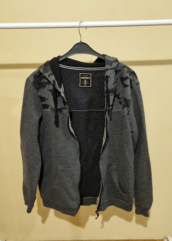 Gri Kamuflaj Desenli Fermuarlı Erkek Sweatshirt - Görsel 3