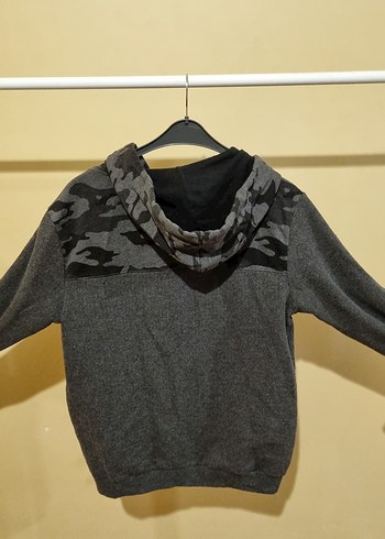 Gri Kamuflaj Desenli Fermuarlı Erkek Sweatshirt - Görsel 2