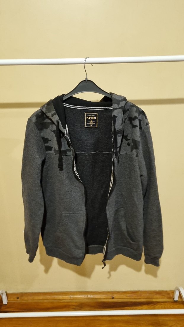 Gri Kamuflaj Desenli Fermuarlı Erkek Sweatshirt - Görsel 3