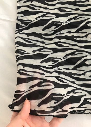 H&M Zebra Desenli transparan İnce Askılı Atlet