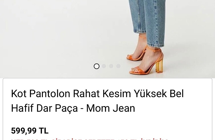 38 Beden mavi Renk Koton mom jean