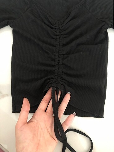 xs Beden siyah Renk Büzgülü bluz
