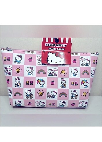 Hello Kitty pembe deri seyahat cantasi..