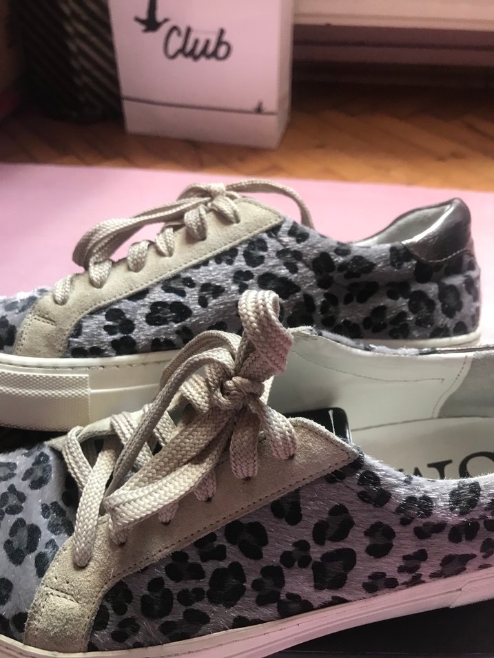 Gri Leopar Desenli Kadın Süet Spor Ayakkabı - Görsel 3