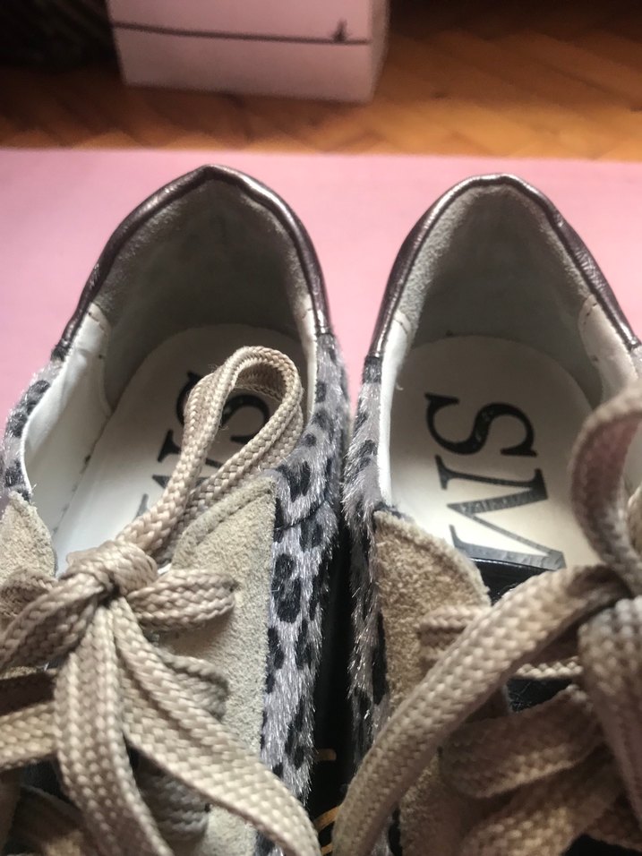 Gri Leopar Desenli Kadın Süet Spor Ayakkabı - Görsel 5