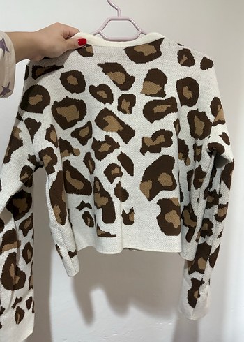 Diğer Düğmeli Leopar Desenli Kadın Hırka