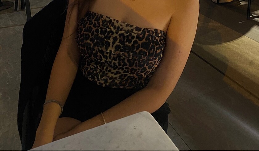 Leopar straplez üst