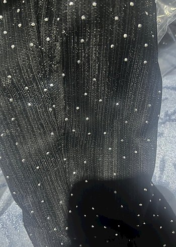 Uzun Siyah Drapeli V Yaka Abiye Elbise - Görsel 3